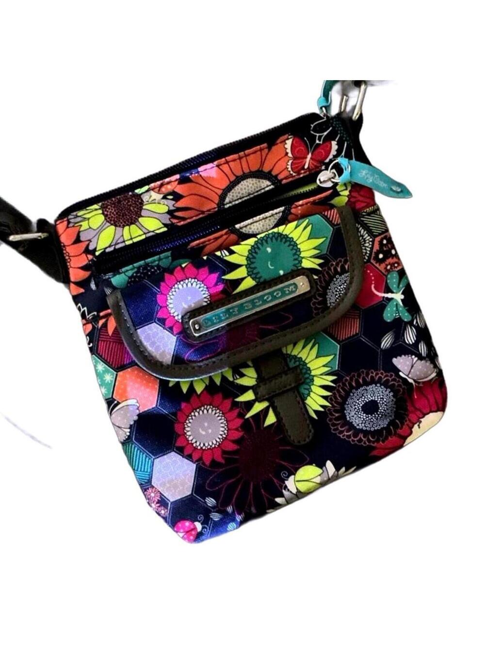 Lily Bloom Summertime Colorful Floral Daisies Sunflowers Canvas Crossbody Bag